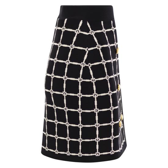 25SS 엘리자베타프랜치 미디 스커트 GK10B51E2 BLACK BUTTER - ELISABETTA FRANCHI