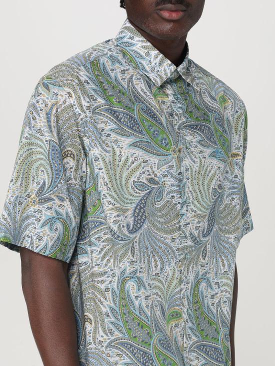 25FW 에트로 반팔 셔츠 MRIC001199SA5F1 X0883 Green - ETRO