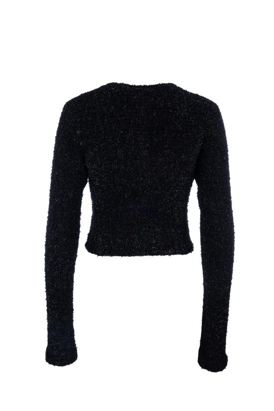  발렌시아가 트위드 크롭 가디건 793604T3328 1000 BLACK - BALENCIAGA