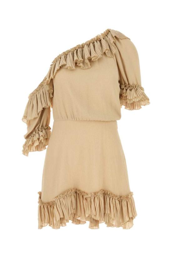 25SS 생로랑 숏 원피스 819589Y3K45 9520 BEIGE O TAN