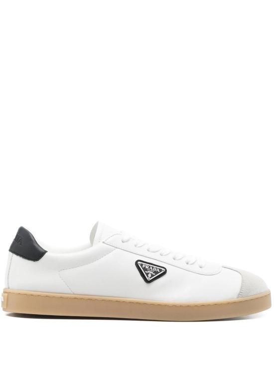  프라다 삼각 로고 레더 로우 스니커즈 2EE394FG000Y5T F0944 BIANCO BLEU