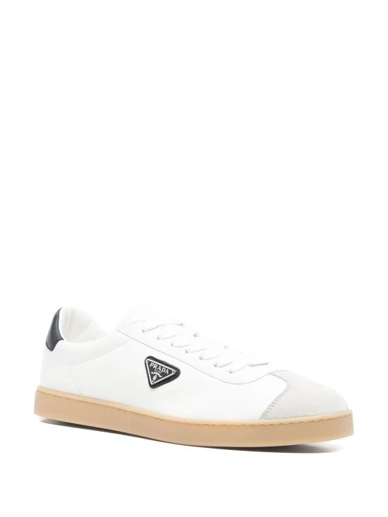  프라다 삼각 로고 레더 로우 스니커즈 2EE394FG000Y5T F0944 BIANCO BLEU - PRADA