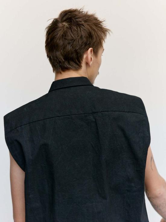  맨틀 민소매 티셔츠 R18 S0 슬리브리스 셔츠 1 블랙 - MAN-TLE