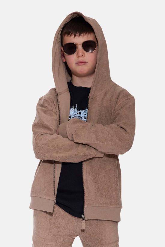  [키즈] 블루&크림 풀오버 키즈  지퍼 후드 토프