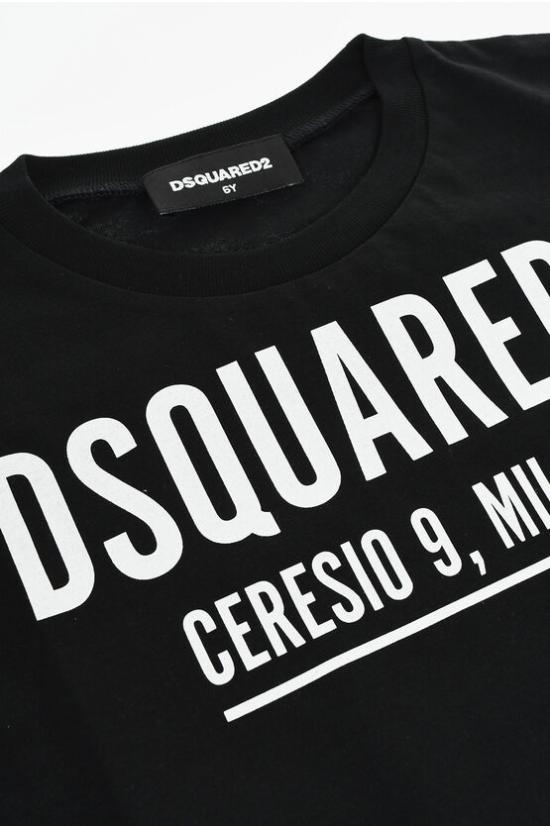  [키즈] 디스퀘어드2 티셔츠 대조적인 로고가 있는 단색 크루넥 - DSQUARED2