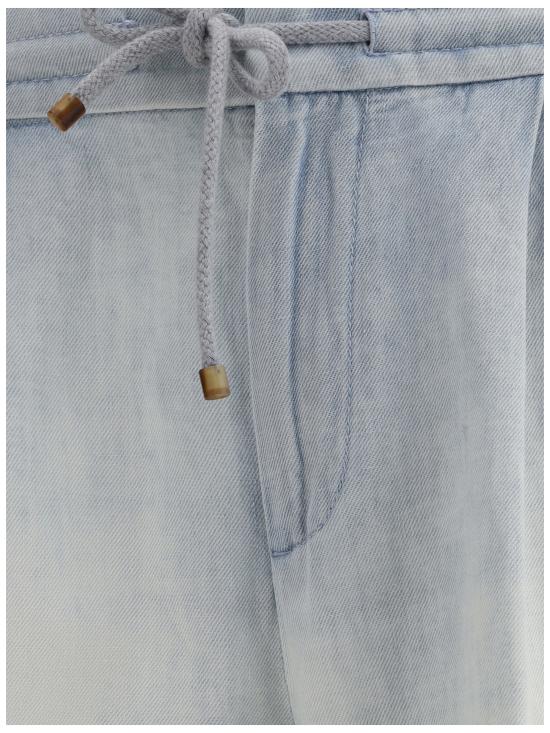 25SS 브루넬로 쿠치넬리 스트레이트 팬츠 M239PE1710 C1460 LIGHT BLUE - BRUNELLO CUCINELLI