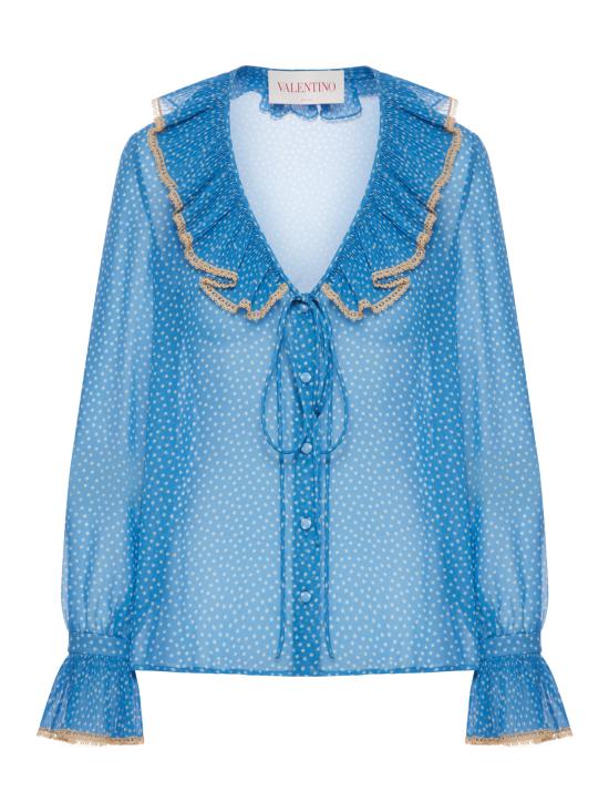 25SS 발렌티노 가라바니 블라우스 6B0AB7H19B7DEP CERULEAN BETULLA Blue