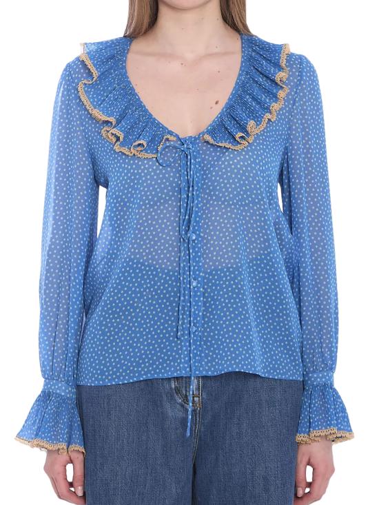 25SS 발렌티노 가라바니 블라우스 6B0AB7H19B7DEP CERULEAN BETULLA Blue - VALENTINO GARAVANI