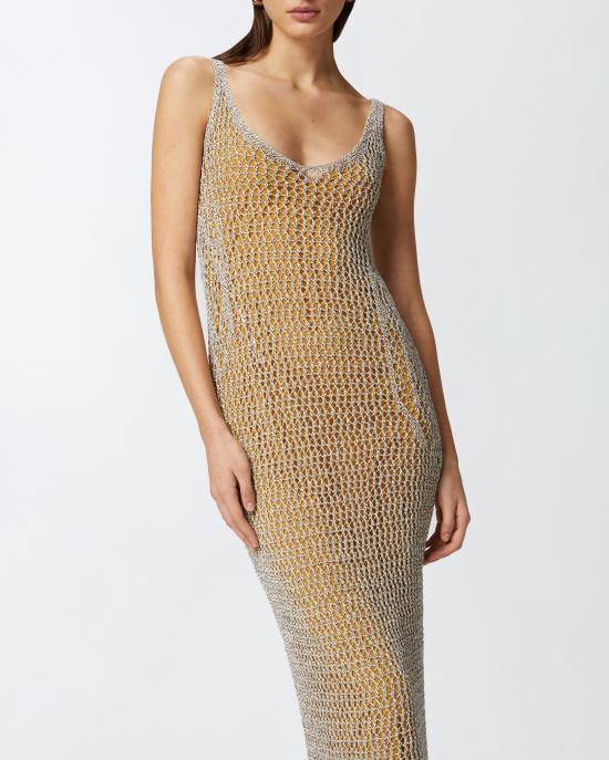 25SS 핑코 롱 원피스 104889A2FB ZZ4 Mult bianco nero - PINKO