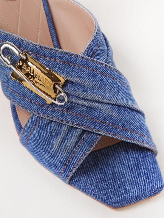 25SS 발망 뮬/슬리퍼 EN1UR079TDMS 6EF Blue - BALMAIN