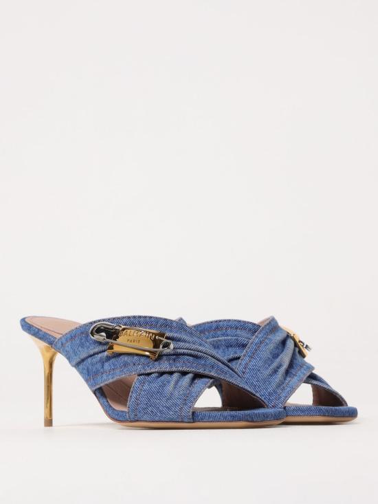 25SS 발망 뮬/슬리퍼 EN1UR079TDMS 6EF Blue - BALMAIN