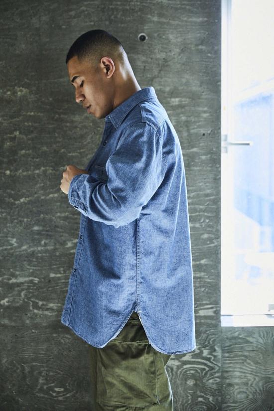  오어슬로우 반팔 셔츠 Or Slow Relax Fit Chambray 워크  Chambray - ORSLOW