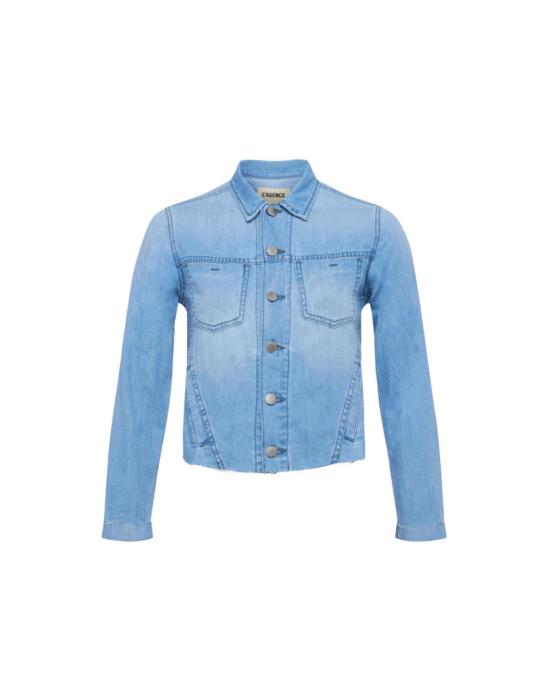  라장스 데님 자켓 L'agence Janelle 슬림 로우 재킷
