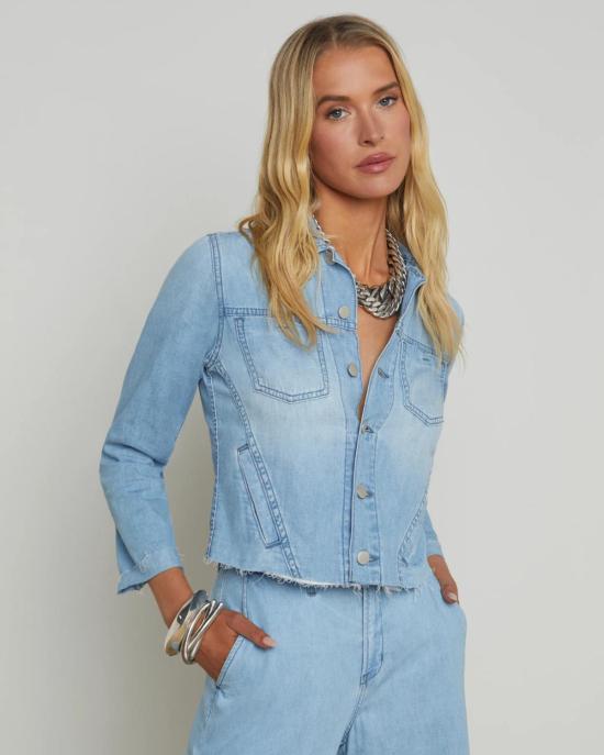  라장스 데님 자켓 L'agence Janelle 슬림 로우 재킷 - L'AGENCE