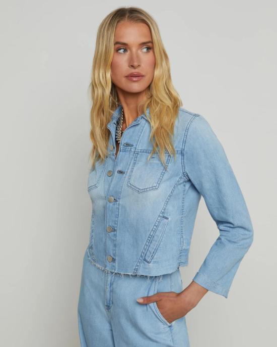  라장스 데님 자켓 L'agence Janelle 슬림 로우 재킷 - L'AGENCE