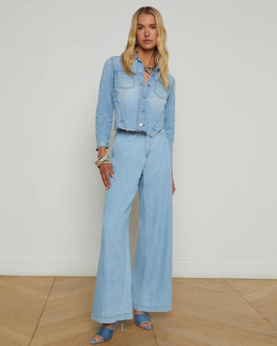  라장스 데님 자켓 L'agence Janelle 슬림 로우 재킷 - L'AGENCE