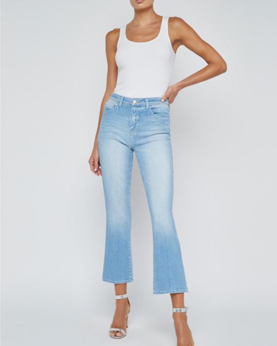  라장스 데님 팬츠 L'agence Tati 하이라이즈 크롭 마이크로 부츠 에섹스 - L'AGENCE