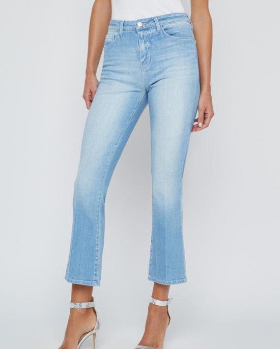  라장스 데님 팬츠 L'agence Tati 하이라이즈 크롭 마이크로 부츠 에섹스 - L'AGENCE