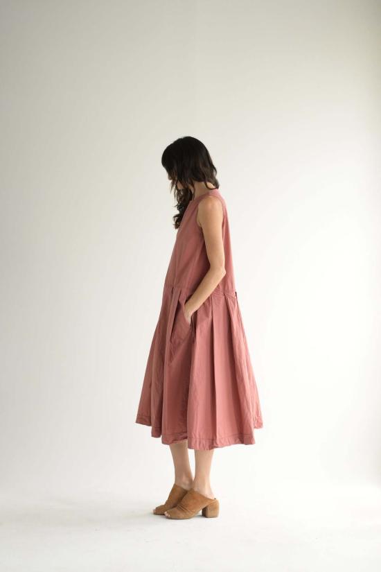  앨범 디 파밀리아 롱 원피스 플리츠 슬리브리스 드레스 코랄 - ALBUM DI FAMIGLIA