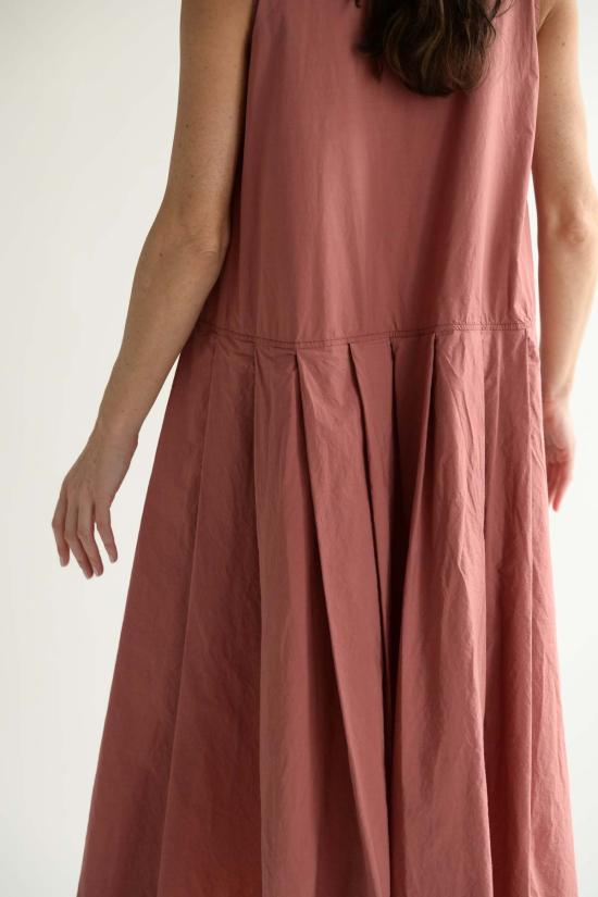  앨범 디 파밀리아 롱 원피스 플리츠 슬리브리스 드레스 코랄 - ALBUM DI FAMIGLIA