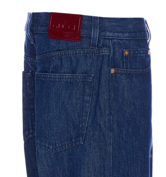 25SS 구찌 라벨 스트레이트 핏 데님 812233 XDC834100 Blue - GUCCI
