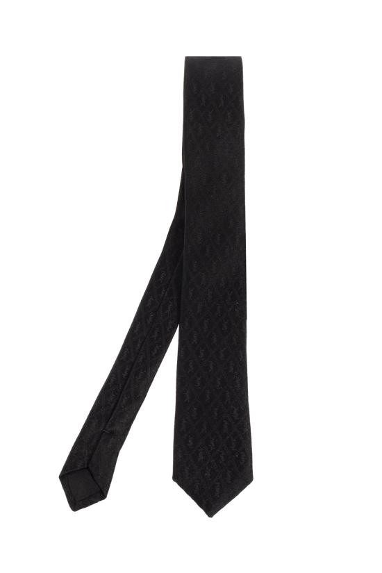 26SS 생로랑 실크 타이 827975 3Y002 1060 BLACK DOM