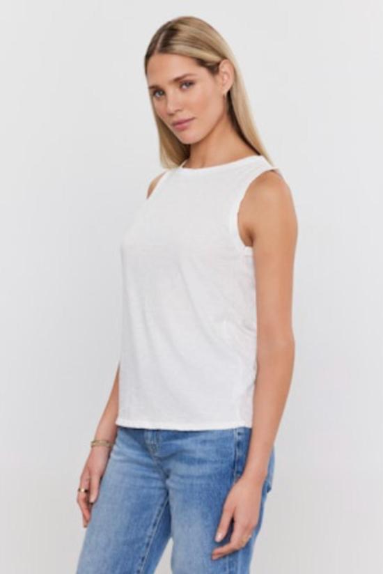  벨벳 반팔 티셔츠 타우루스 슬리브리스 탑 - VELVET