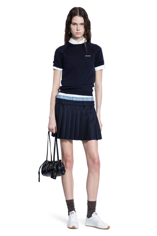  미우미우 숏 스커트 MG238811ADF0008 Blue - MIU MIU