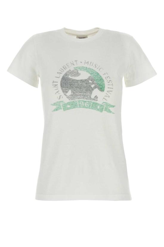 25SS 생로랑 반팔 티셔츠 817047Y37YJ 9010 White