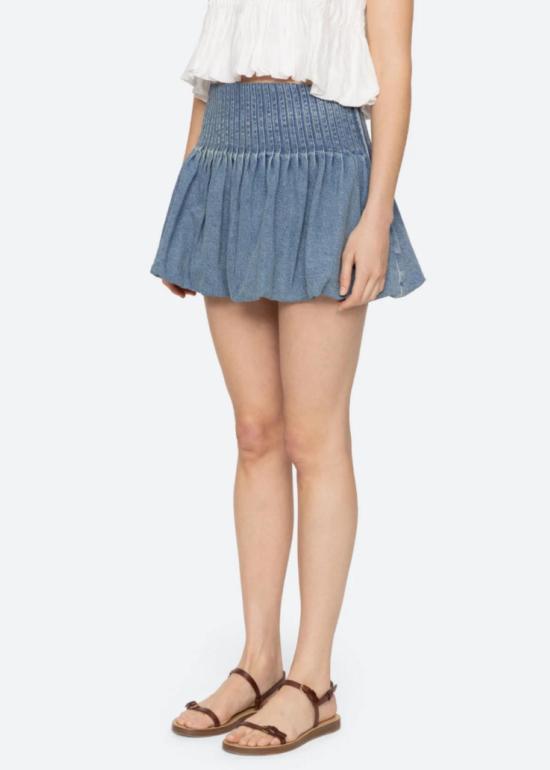  씨뉴욕 숏 스커트 씨뉴올리 버블 미니스커트 블루 - SEA NY