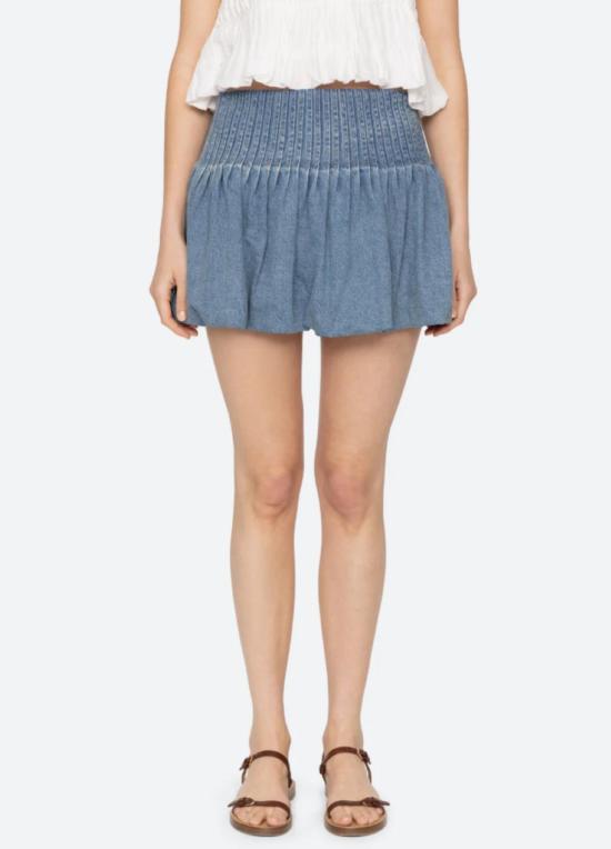  씨뉴욕 숏 스커트 씨뉴올리 버블 미니스커트 블루 - SEA NY