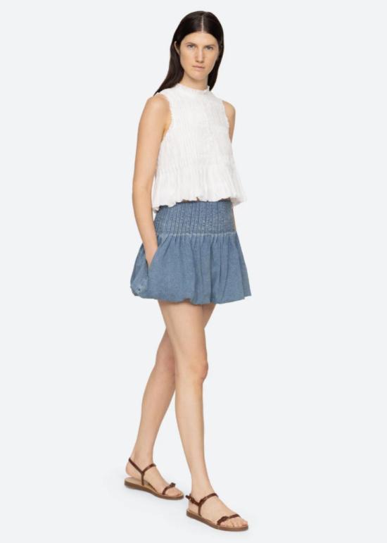  씨뉴욕 숏 스커트 씨뉴올리 버블 미니스커트 블루 - SEA NY