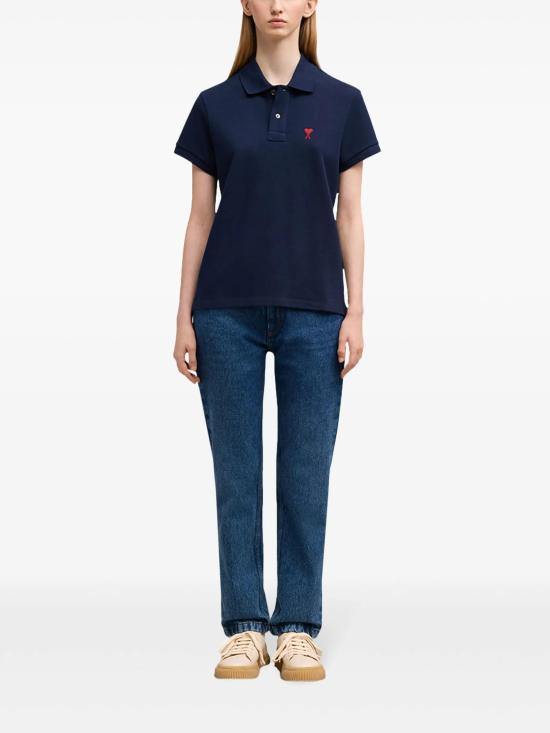 26SS 아미 스몰 하트 로고 폴로 티셔츠 BFUPL001760 430 BLEU NUIT - AMI
