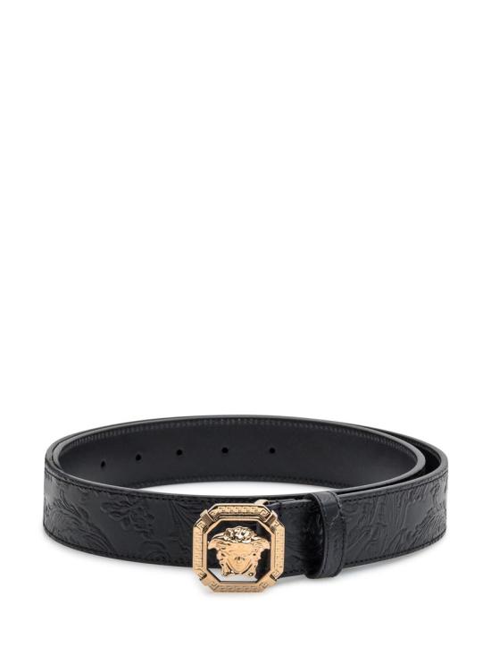 25SS 베르사체 가죽 벨트 10160691A10637 1B00V Black