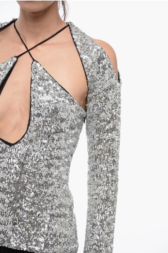  디 아티코 긴팔 티셔츠 236WCT206 E071 002 Silver - THE ATTICO