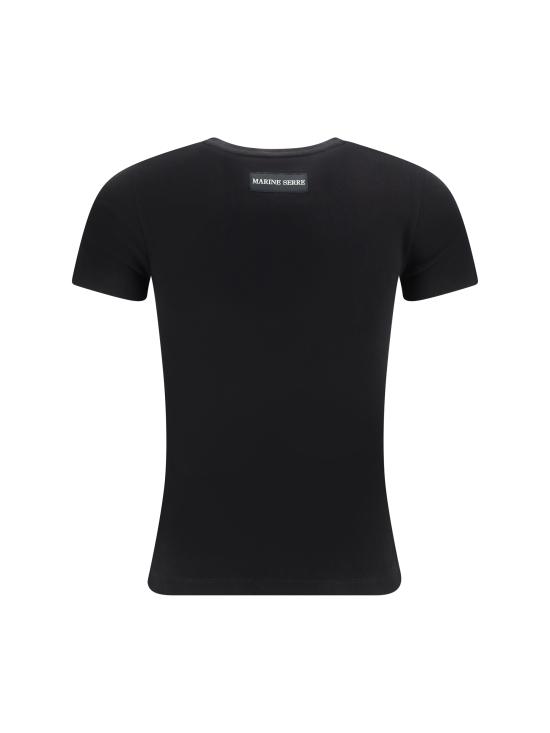 26FW 마린세르 문 로고 저지 베이비핏 티셔츠 WTT012ACJER0008 BK99 BLACK - MARINE SERRE