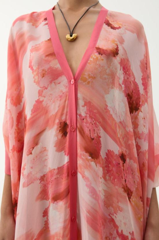  로데브예 미디 원피스 Rodebjer Agave Caftan 흐릿한 꽃 살구 - RODEBJER