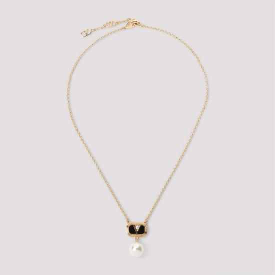 25SS 발렌티노 가라바니 네크리스 6Y2J0S36LNW RFR ORO NERO CRYSTAL CREAM