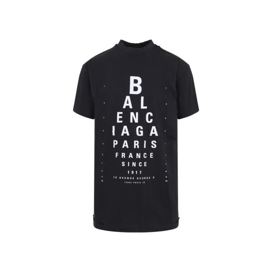 25SS 발렌시아가 반팔 티셔츠 811688 TRVU6 9034 Black