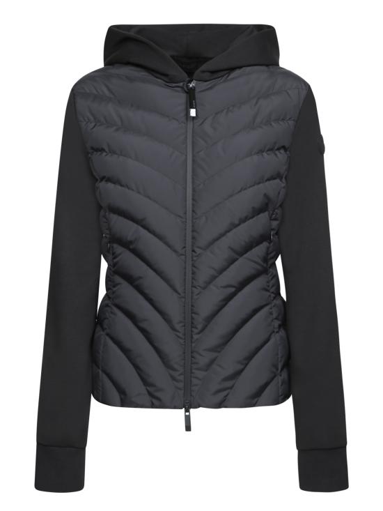 25SS 몽클레어 패딩 다이애그널 퀼티드 코튼 집업 후드 8G00020 809KZ 999 Black