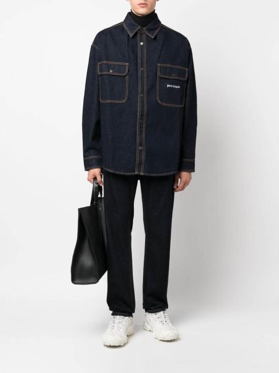  팜앤젤스 데님 셔츠 PMYD020F23DEN0014601 Blue - PALM ANGELS