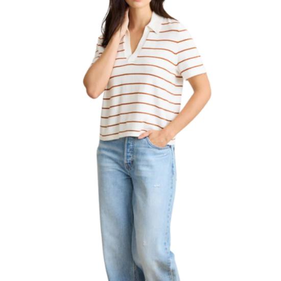  Not Monday 반팔 티셔츠 월요일이 아닙니다 노아 폴로 아이보리 & 모로칸 스트라이프 - OTHER BRANDS