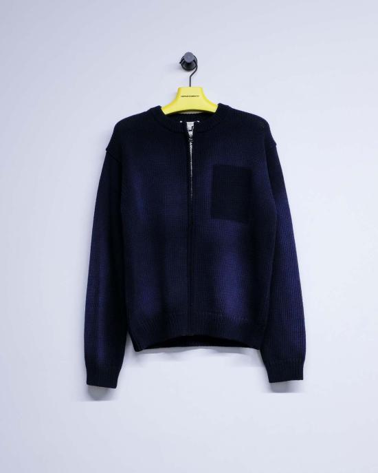  JW앤더슨 가디건 JW 앤더슨 네이비 워시드 지퍼 프런트 니트 카디건 - JW ANDERSON