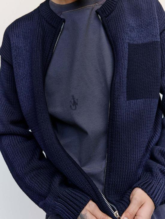  JW앤더슨 가디건 JW 앤더슨 네이비 워시드 지퍼 프런트 니트 카디건 - JW ANDERSON