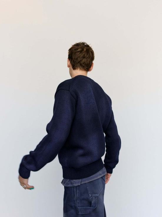  JW앤더슨 가디건 JW 앤더슨 네이비 워시드 지퍼 프런트 니트 카디건 - JW ANDERSON