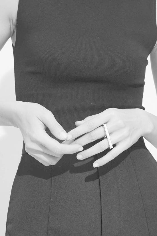  톰우드 반지 실버 스퀘어 더블 링 - TOM WOOD