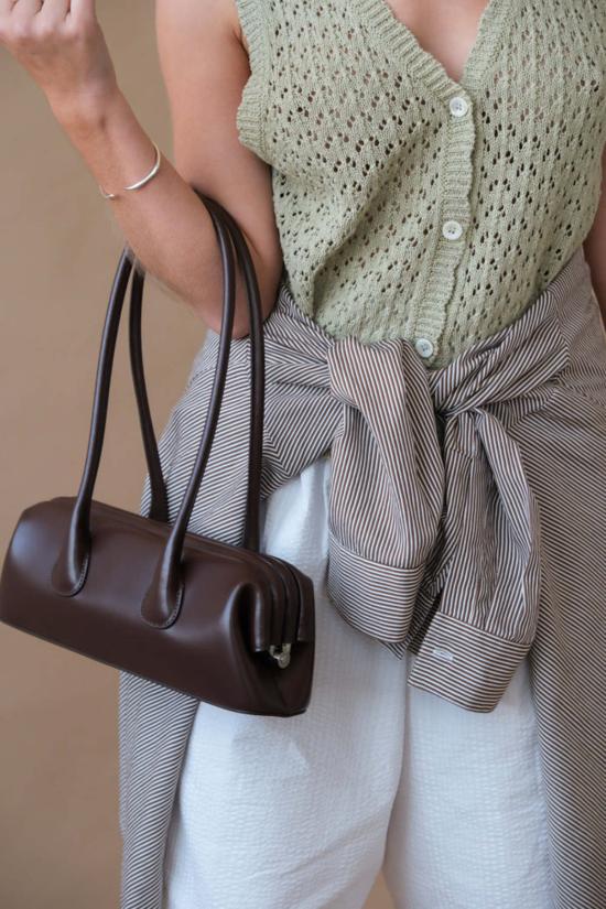  던스트 베스트 크로셰 오픈 니트 조끼 세이지 그린 - DUNST