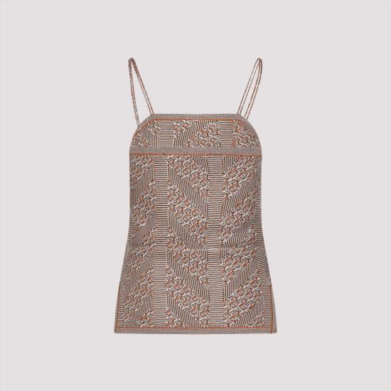 25SS 발렌티노 가라바니 민소매 티셔츠 6B0KM05Y99E 9QE GINGER ORANGE GOLD MULTICOLOUR - VALENTINO GARAVANI