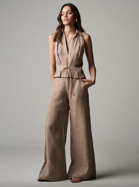  헤브론 크롭 팬츠 카프리 팬츠 초콜릿 스트라이프 - HEVRON