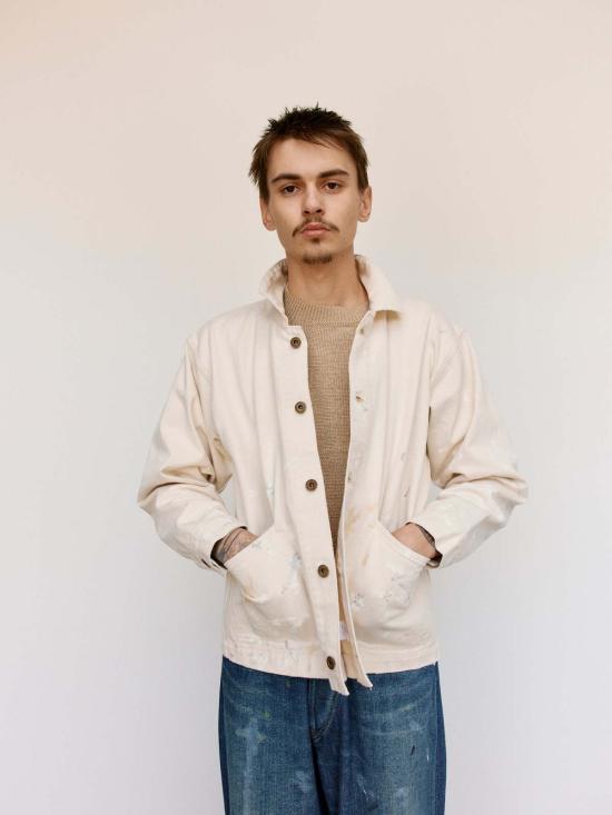  타이가 타카하시 자켓 Lot.303 코튼 커버올 재킷 아이보리 페인트